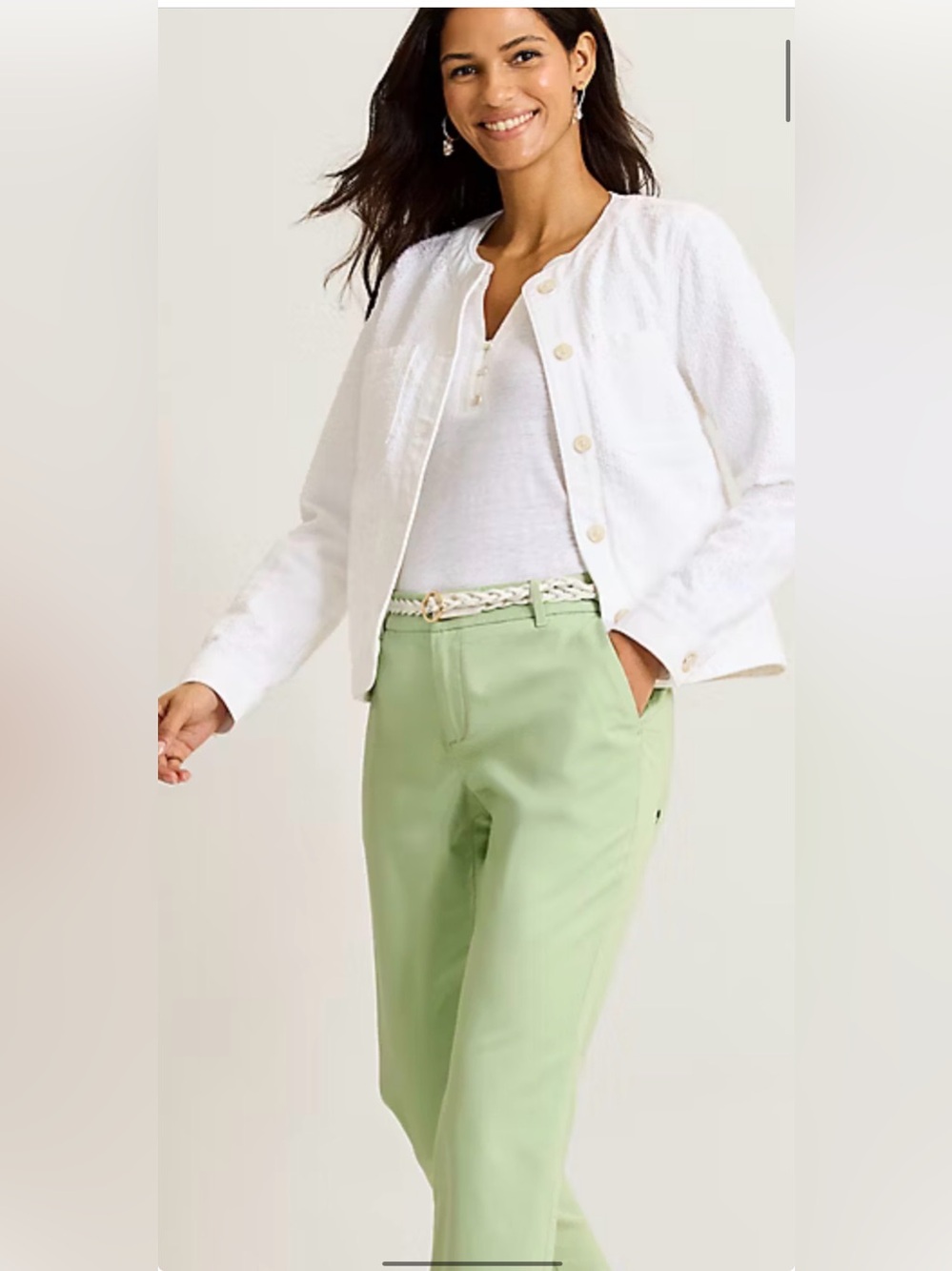 Talbots Stretch Pants Size 4 Pistachio Green Cotton Blend Straight Le